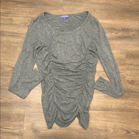 Vivienne Tam Ruched top in heathered gray size Med - Picture 1 of 4